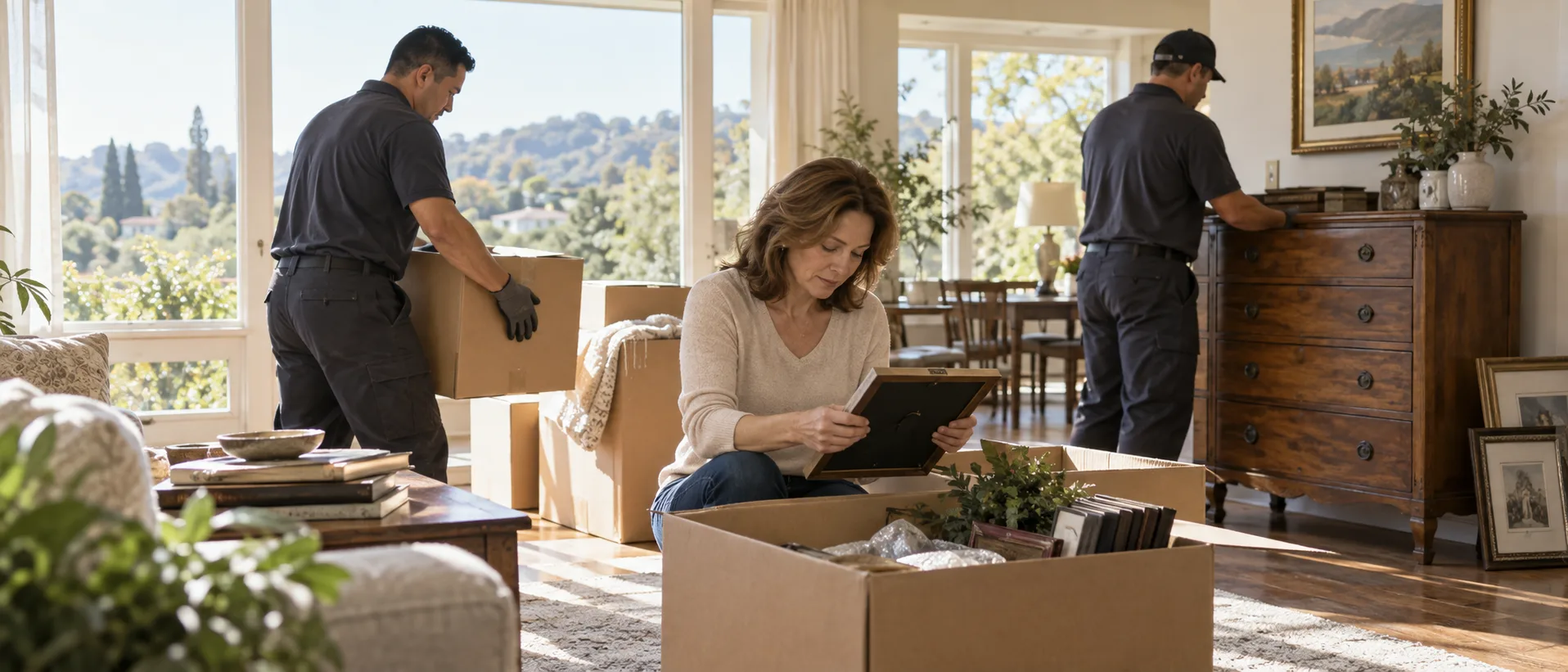 Family belongings being reviewed before an estate cleanout